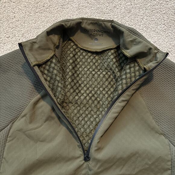 Outerknown Active 1/4 Zip Pullover Jacket Mens Sz XS Olive Green Warm Up - Picture 5 of 13